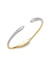 ADRIANA ORSINI GOLDPLATED WHITE RHODIUM-PLATED, STERLING SILVER, & CRYSTAL CUFF BRACELET,0400012226373