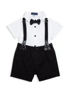 ANDY & EVAN BABY BOY'S 3-PIECE DRESS SHIRT, BOW TIE & SUSPENDER SHORTS SET,0400012423066