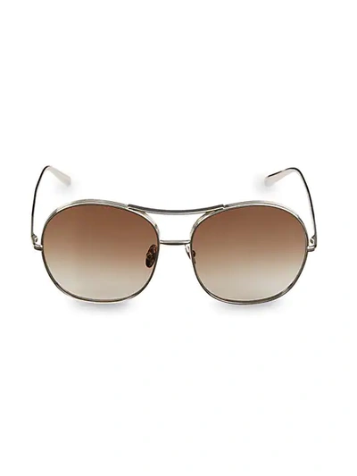 Chloé 61mm Nolla Aviator Sunglasses In Gold Khaki