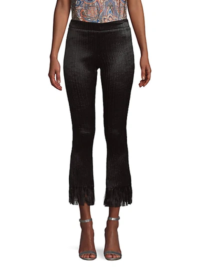 Chloé Frayed Cotton-blend Cropped Trousers In Black