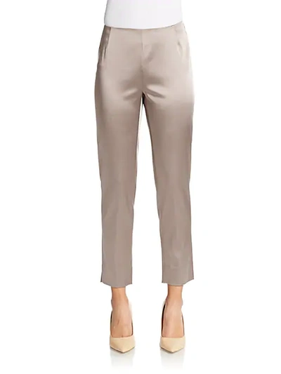 Lafayette 148 Stanton Satin Pants In Lead