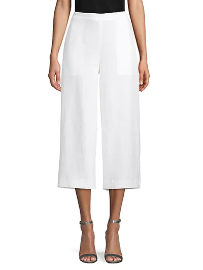 Saks Fifth Avenue Wide-leg Linen Cropped Pants In White