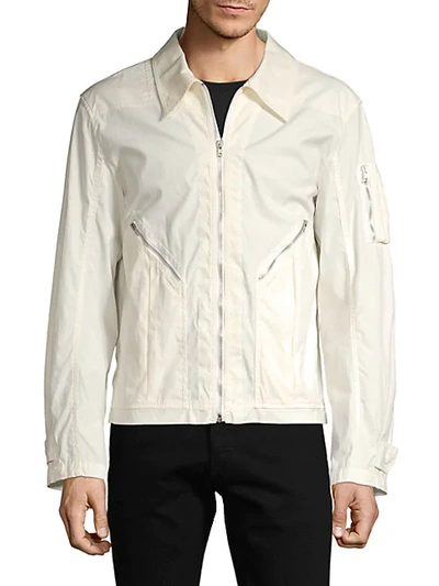 Helmut Lang Full-zip Cotton Aviator Jacket In Off White ModeSens