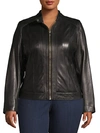 Cole Haan Women's Plus Zip-front Leather Moto Jacket In Chianti