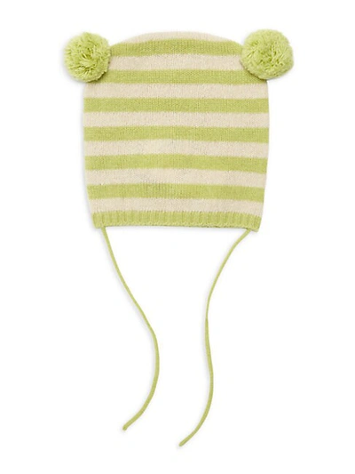Portolano Baby Girl's Striped Cashmere Hat In Green Yellow