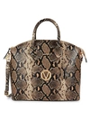 Valentino By Mario Valentino Bravia Snakeskin-embossed Leather Dome Tote In Natural