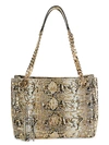 VALENTINO BY MARIO VALENTINO LUISA EMBOSSED-SNAKESKIN LEATHER CHAIN TOTE,0400011455979