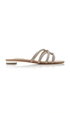 Aquazzura Moondust Crystal-embellished Leather Slides In Neutral