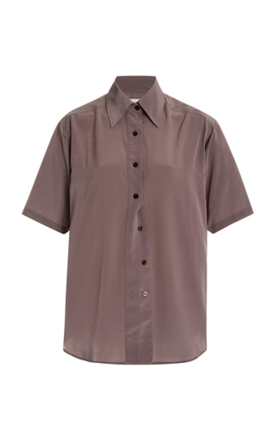 Eftychia Crepe Button-down Shirt In Grey