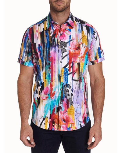 Robert Graham Embroidered Classic Fit Short-sleeve Shirt In Multi