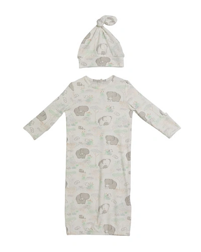 Angel Dear Kids' Elephant Gown W/ Matching Hat In Gray