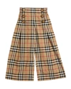 Burberry Girl's Tilda Archive Check Wide-leg Sailor Pants In Beige