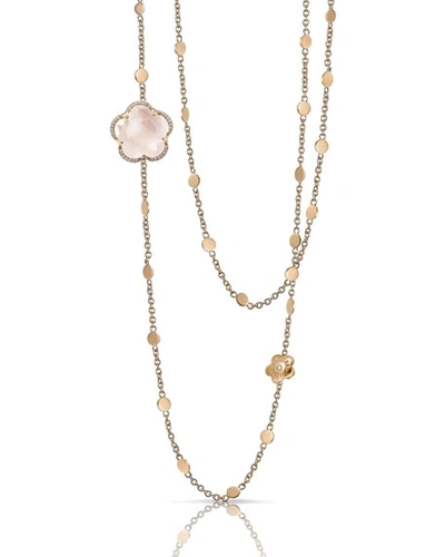 Pasquale Bruni Bon Ton 18k Rose Quartz Necklace With Diamonds In Pink/rose Gold