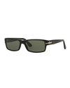 Persol Men's Polarized Rectangle Solid Acetate Sunglasses In Black