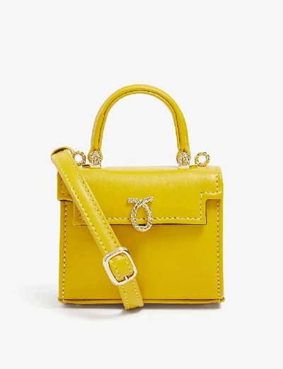 Launer Picollo Mini Leather Top Handle Bag In Yellow