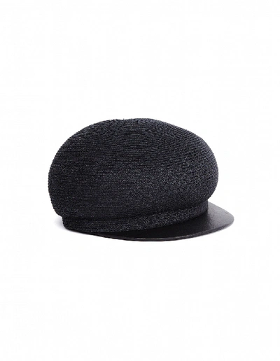 Y's Black Raffia Cap