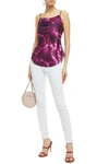 CINQ À SEPT MARTA DRAPED TIE-DYED SATIN-TWILL CAMISOLE,3074457345622112840