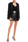 Iro Dreaming Ruched Sequined Mesh Mini Skirt In Silver
