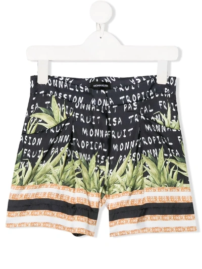 Monnalisa Kids' Graphic Print Shorts In Black + White