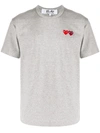 Comme Des Garçons Double Heart Appliquéd T-shirt In Grey