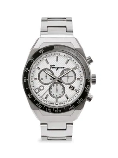 Ferragamo Slx Stainless Steel Bracelet Chronograph Watch In Black