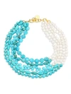 NEST Turquoise & 9MM Baroque Pearl Multi-Strand Collar Necklace