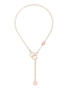 Pomellato 18k White Gold & 18k Rose Gold Nudo Maxi Rose Quartz, Chalcedony & Brown Diamond Lariat Necklace, 20
