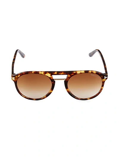 Tom Ford 54mm Browline Round Sunglasses In Havana