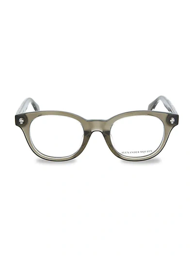 Alexander Mcqueen 47mm Oval Optical Glasses In Brown