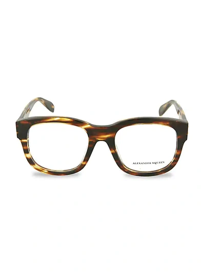 Alexander Mcqueen Women's 53mm Faux Tortoiseshell Optical Glasses In Havana