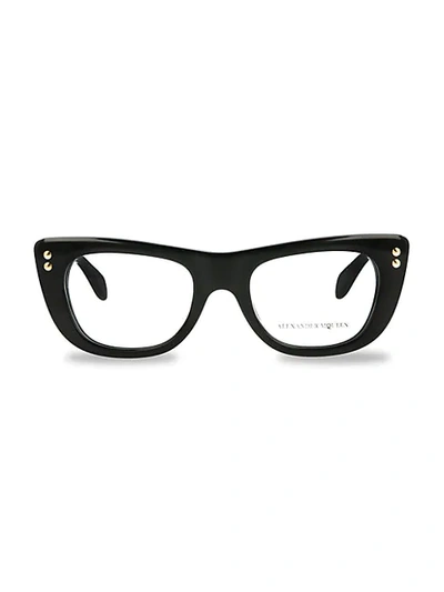 Alexander Mcqueen 49mm Cat Eye Optical Glasses In Black