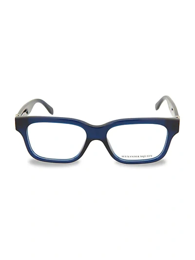 Alexander Mcqueen 31mm Rectangular Optical Glasses In Blue