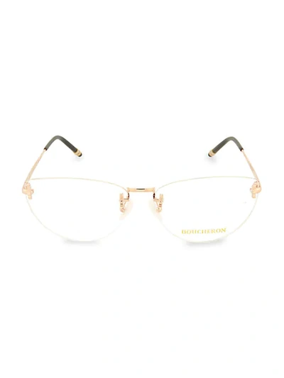 Boucheron 58mm Cat Eye Optical Glasses In Gold