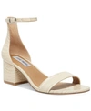 Steve Madden Irenee Strappy Block Heeled Sandal In Bone Croc-pink