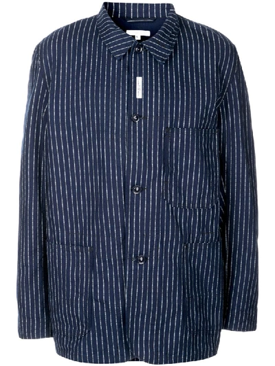Engineered Garments Striped Shirt Jacket In Blue