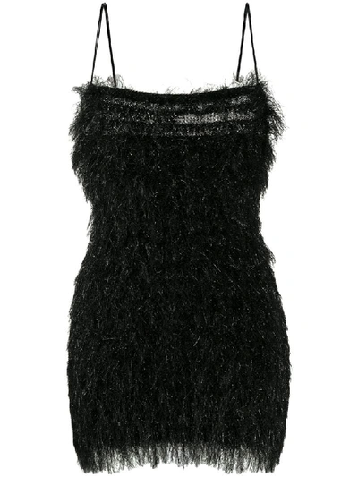 Laneus Fringe Knit Dress In Black