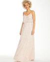 ADRIANNA PAPELL BEADED EMBROIDERED GOWN