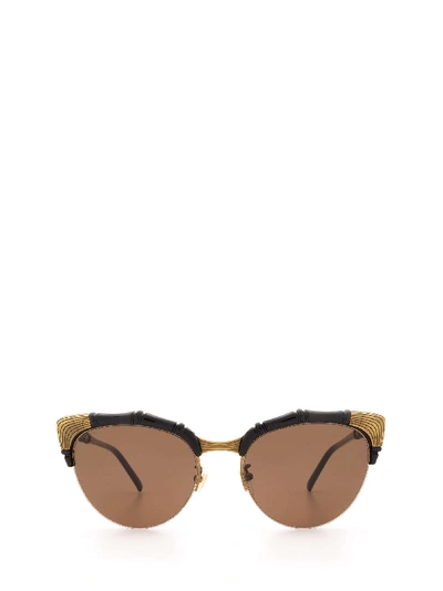 Gucci Womens Black Gg0661s Bamboo-detail Cat-eye Sunglasses In Brown