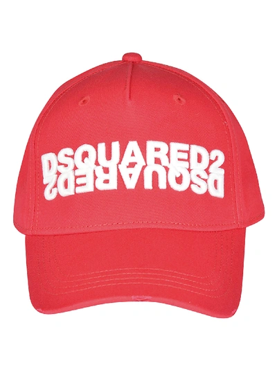 Dsquared2 Dean & Dan Embroidered Cap In Red/white