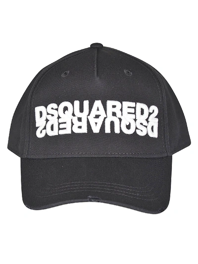 Dsquared2 Dean & Dan Embroidered Cap In Black/white