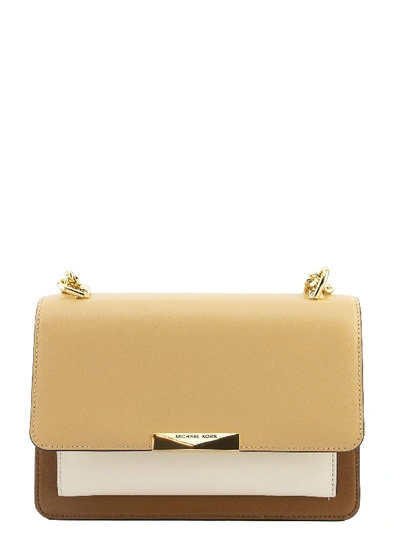Michael Kors Jade Large Tri-color Leather Crossbody In Yellow