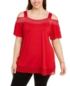 Belldini Women's Embellished Cold-shoulder Top In  Red