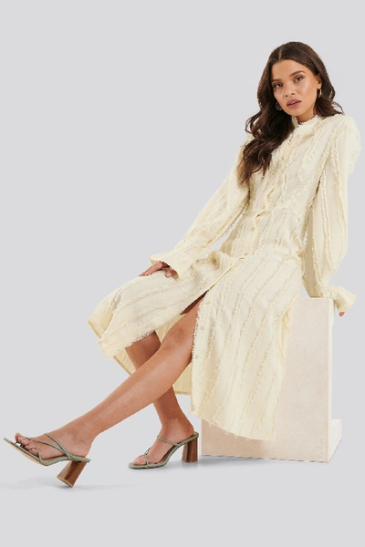 Na-kd Raw Edge Detail Dress - Offwhite In Cream