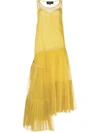 ROCHAS ASYMMETRIC HEM PLEAT DETAIL SILK DRESS