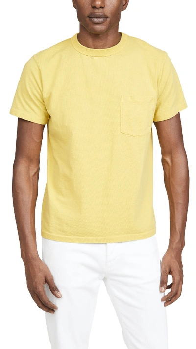 Velva Sheen Pigment Dyed Pocket T-shirt In Yellow