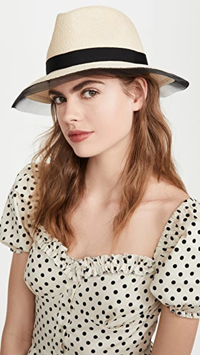 Eugenia Kim Courtney Grosgrain And Tulle-trimmed Straw Sunhat In Beige