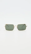 Ray Ban Rectangular Frame Sunglasses In Gold