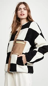 Sandy Liang Oversized Pawn Checker Fleece Jacket In Checkerboard