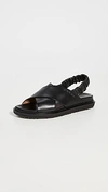 Marni Black Leather Fussbett Sandals