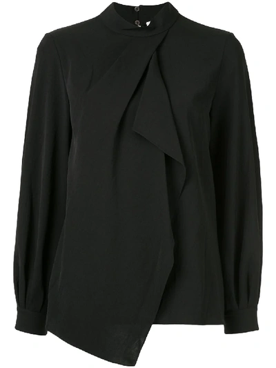 Portspure Asymmetric Long-sleeved Blouse In Black